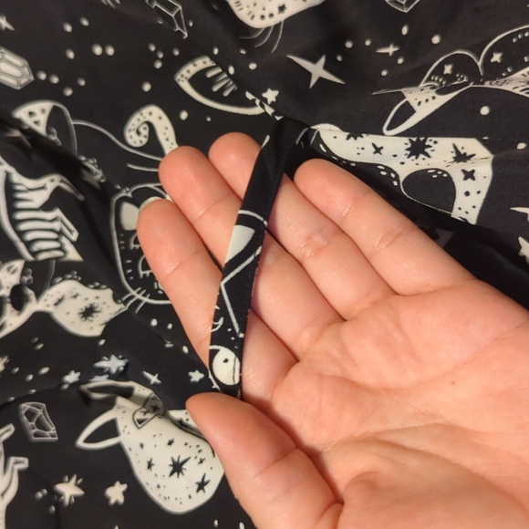 Disturbia Black and Cream Celestial Cat Pattern Midi Dress - Picture 4 of 5